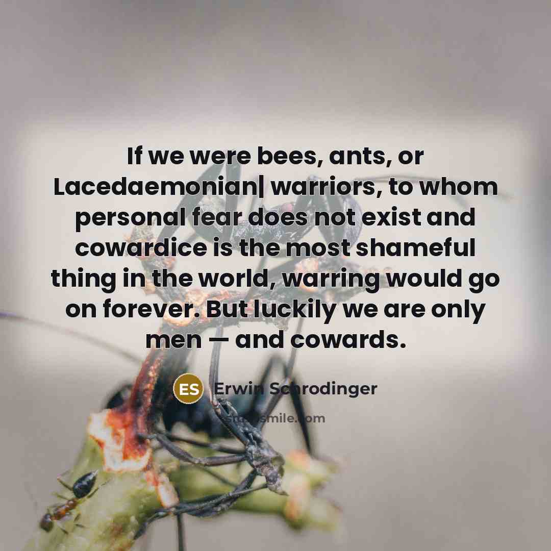 “If we were bees, ants, or Lacedaemonian| warriors, to whom…” quote by Erwin Schrodinger