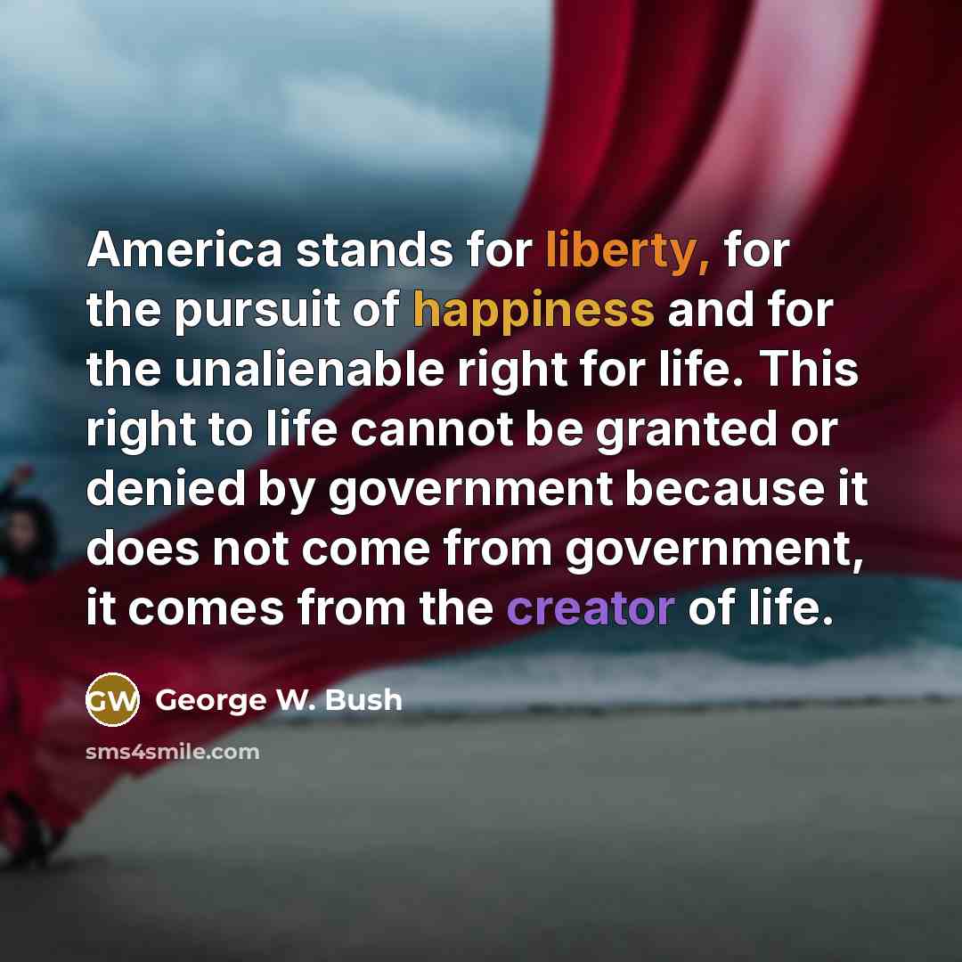 “America stands for liberty, for the pursuit of happiness and…” quote by George W. Bush