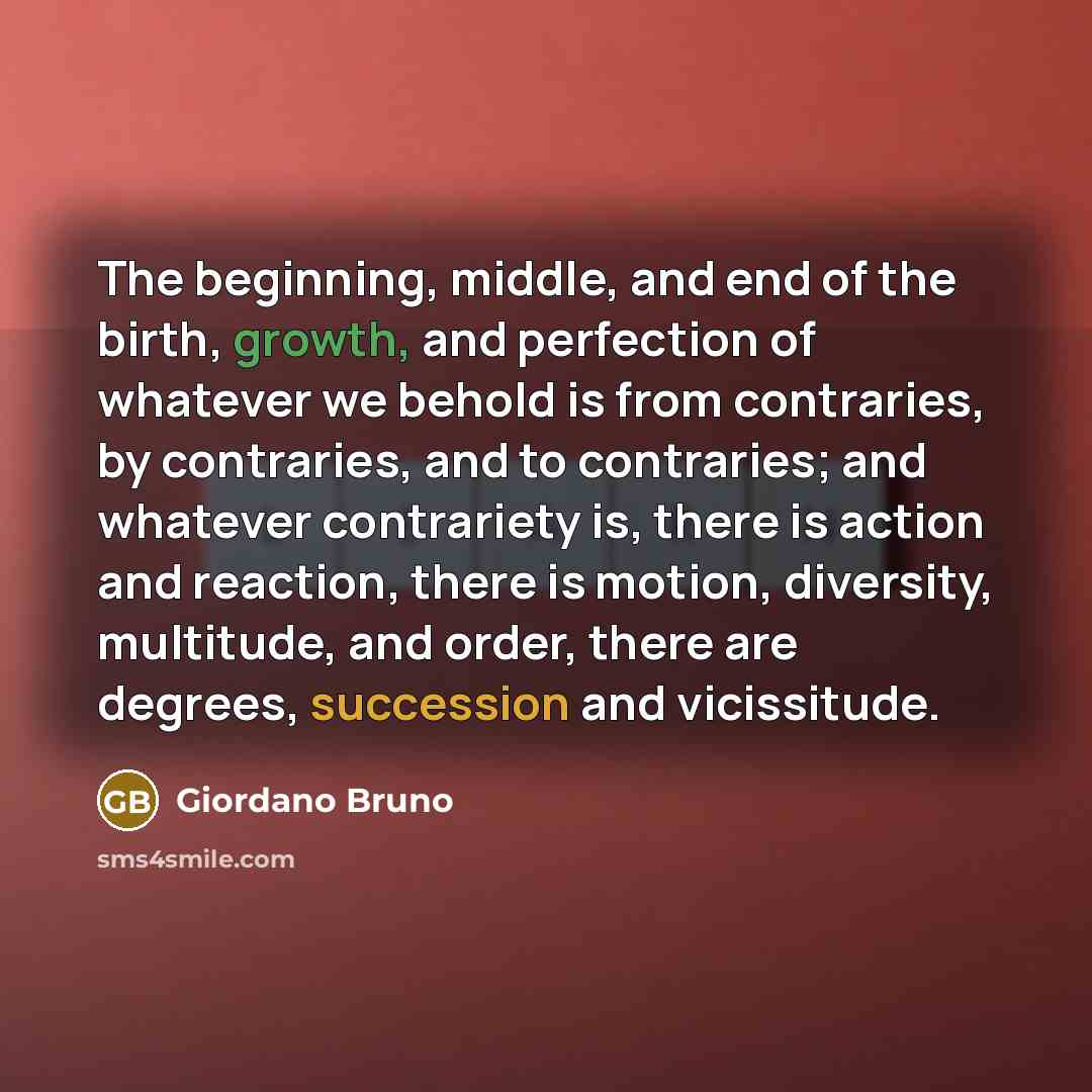 “The beginning, middle, and end of the birth, growth, and…” quote by Giordano Bruno