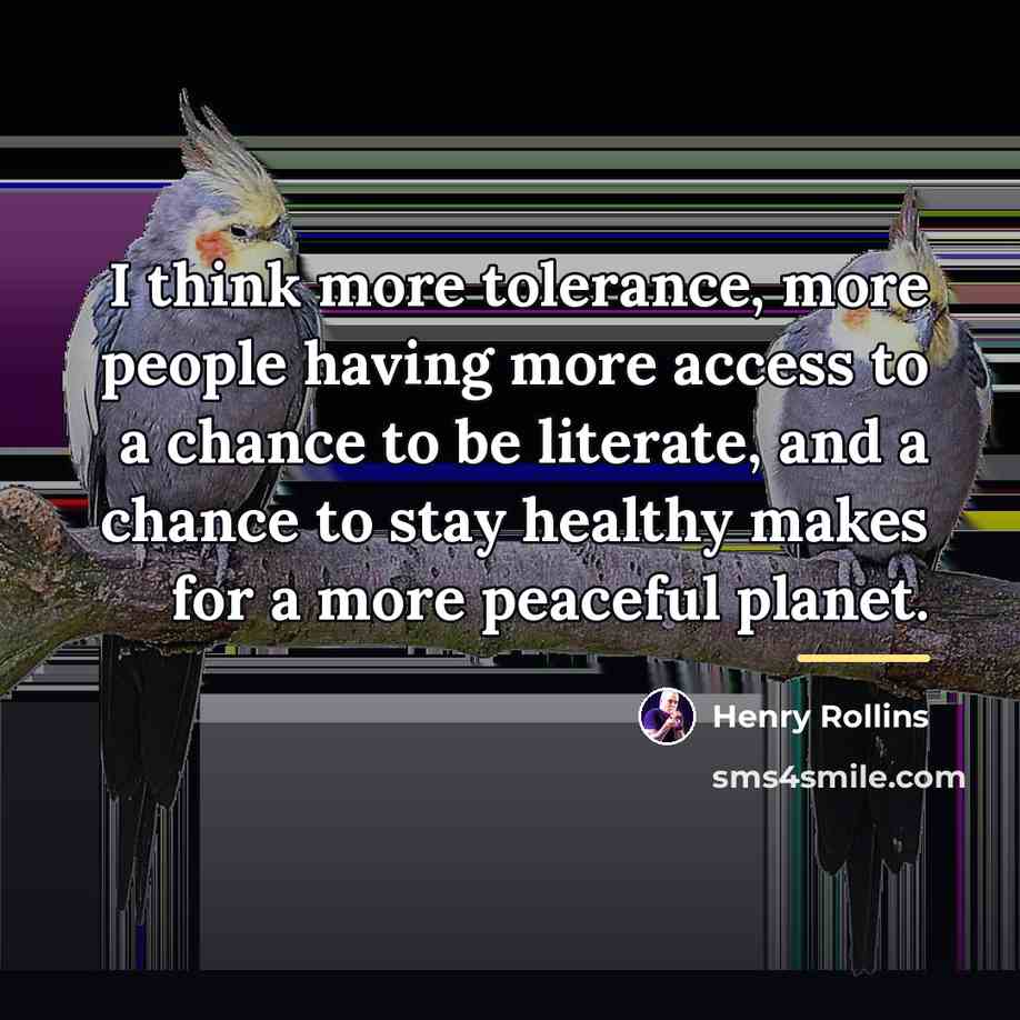 “I think more tolerance, more people having more access to…” quote by Henry Rollins