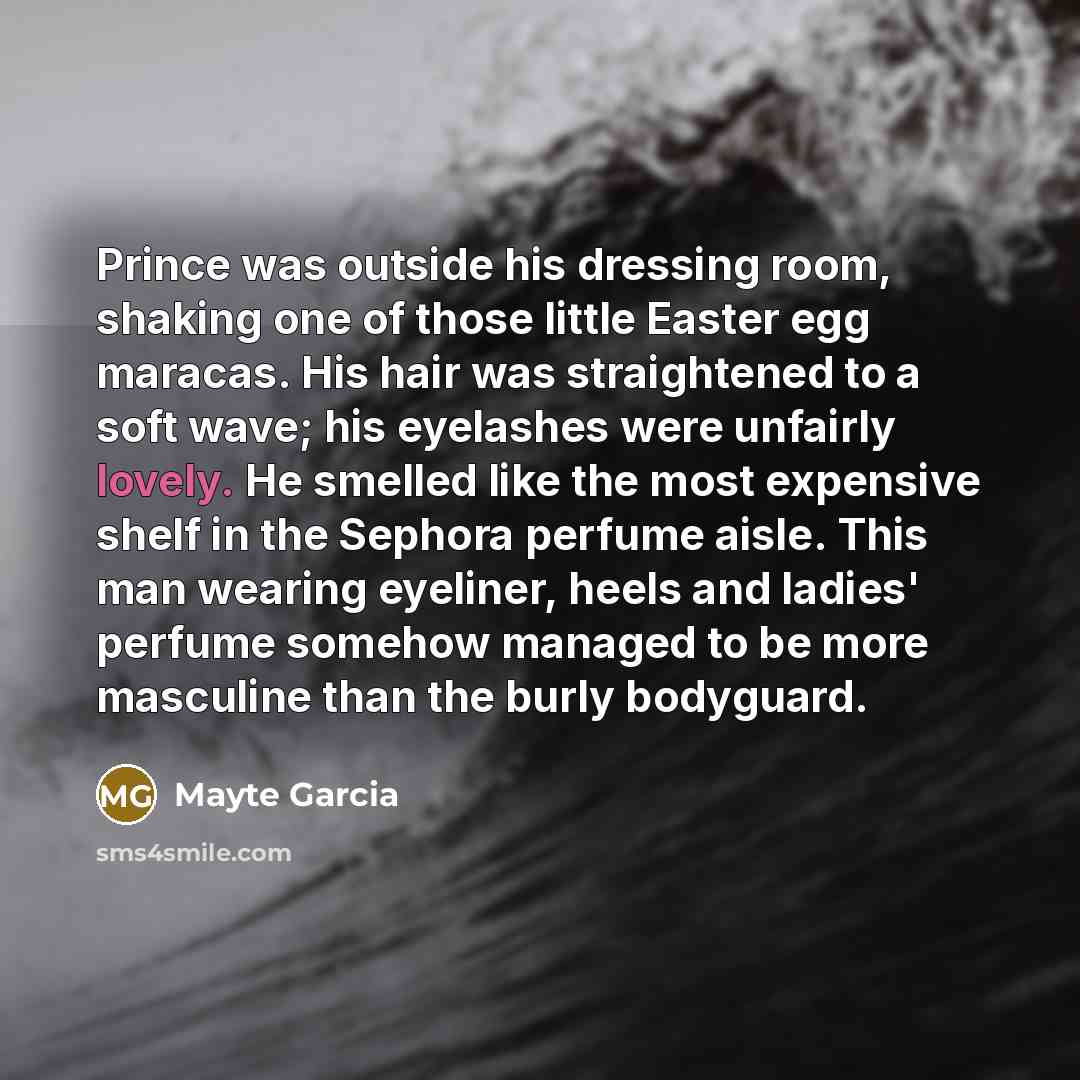 “Prince was outside his dressing room, shaking one of those…” quote by Mayte Garcia