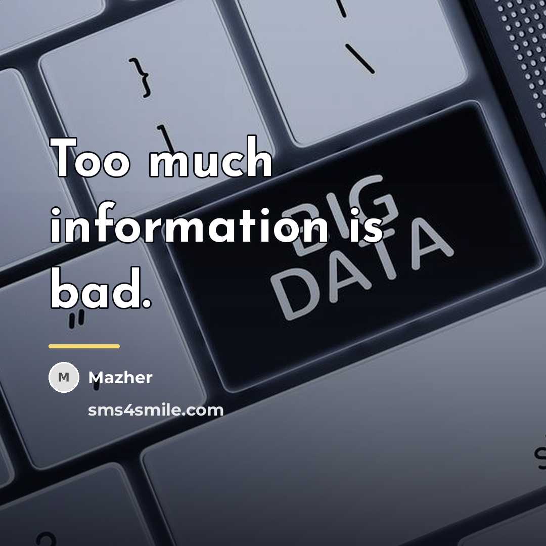 “Too much information is bad.…” quote by Mazher