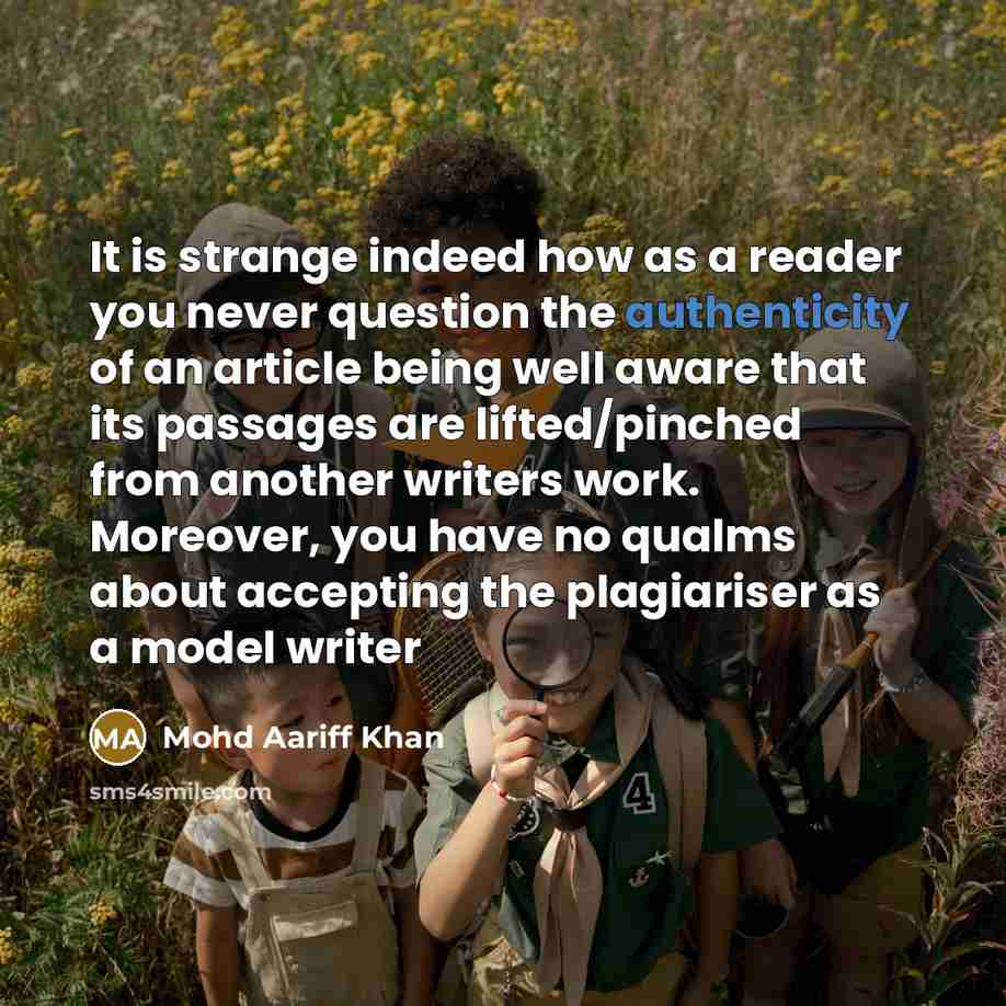 “It is strange indeed how as a reader you never…” quote by Mohd Aariff Khan