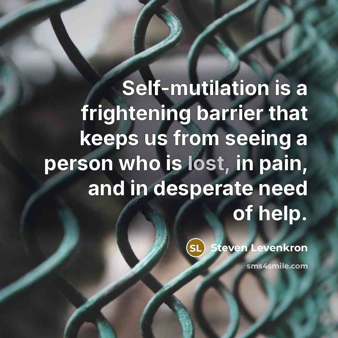 “Self-mutilation is a frightening barrier that keeps us from seeing…” quote by Steven Levenkron