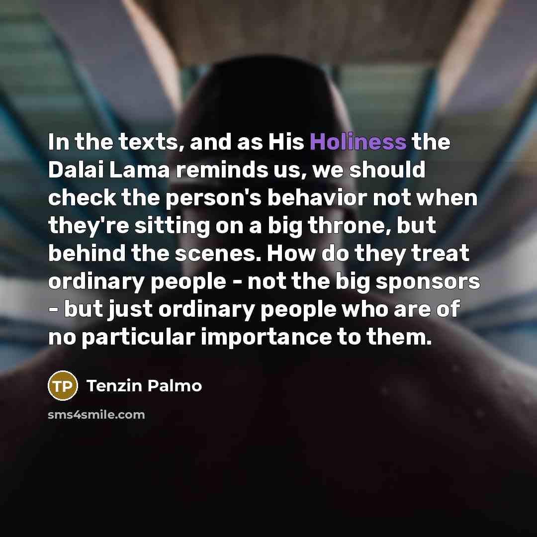 “In the texts, and as His Holiness the Dalai Lama…” quote by Tenzin Palmo