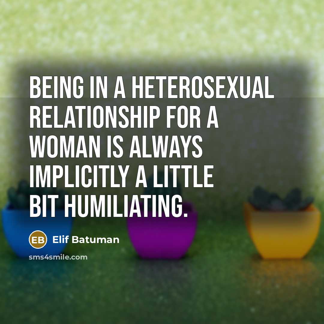 “Being in a heterosexual relationship for a woman is always…” quote by Elif Batuman