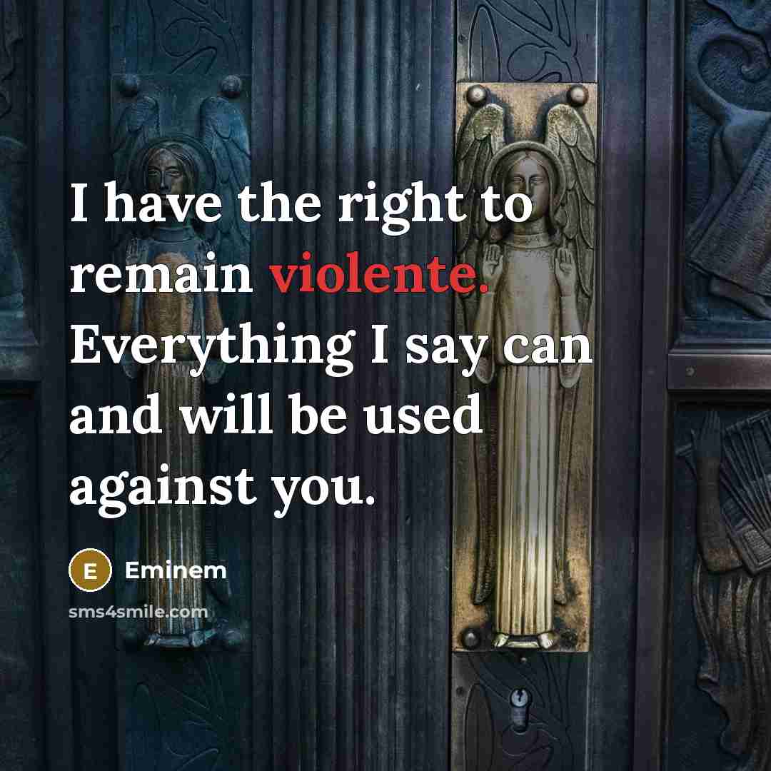 “I have the right to remain violente. Everything I say can and will be used against you.” quote by Eminem