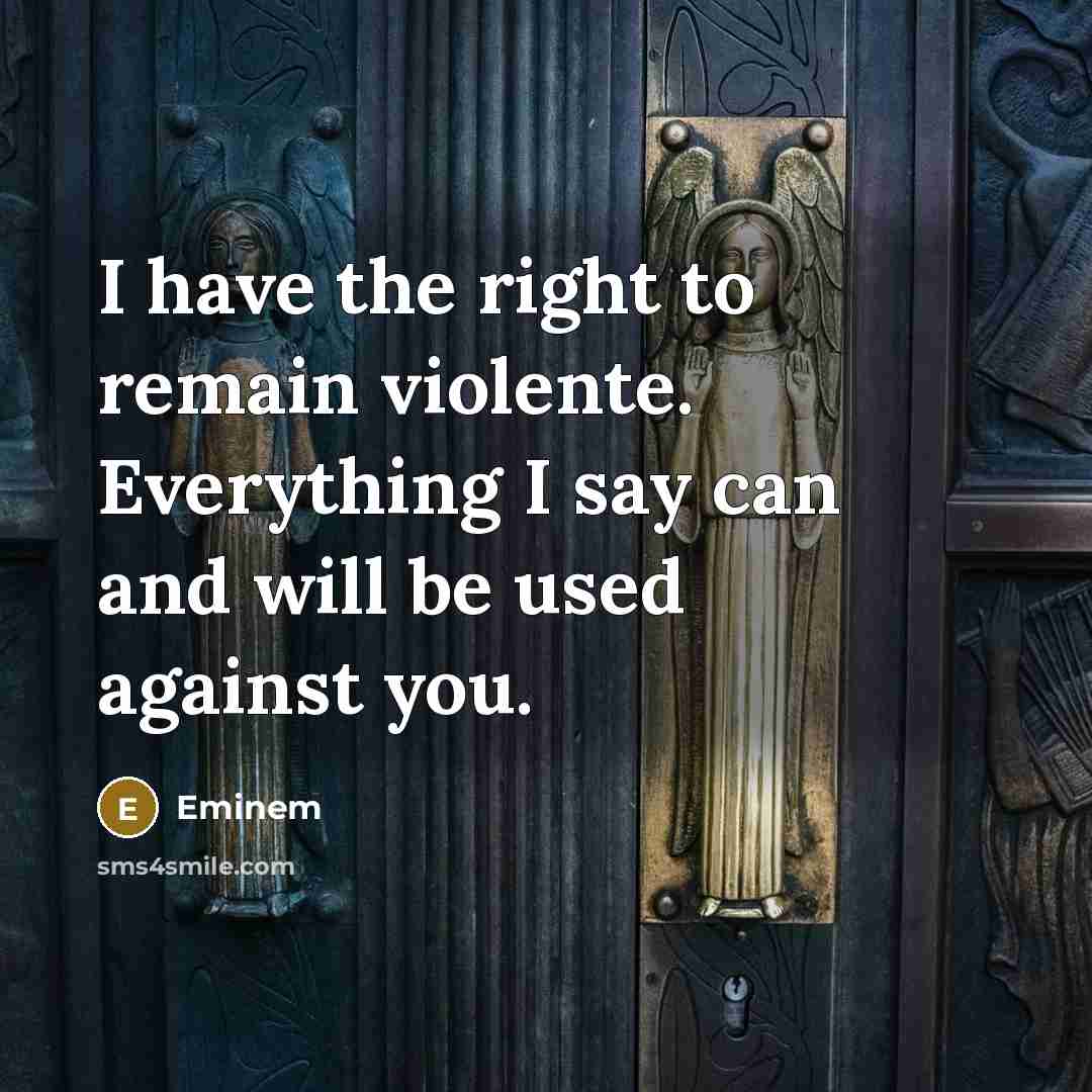 “I have the right to remain violente. Everything I say…” quote by Eminem