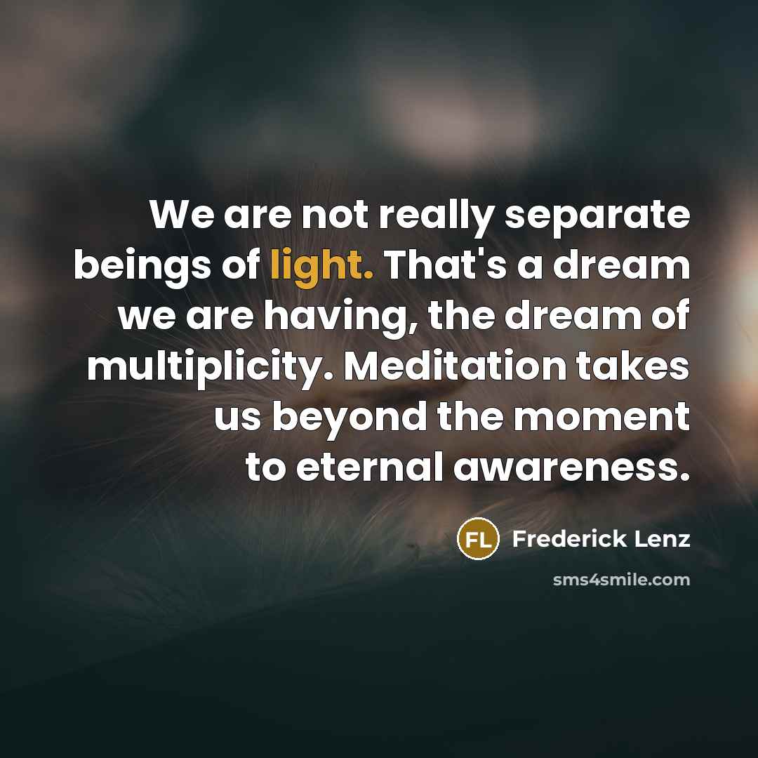 “We are not really separate beings of light. That's a…” quote by Frederick Lenz