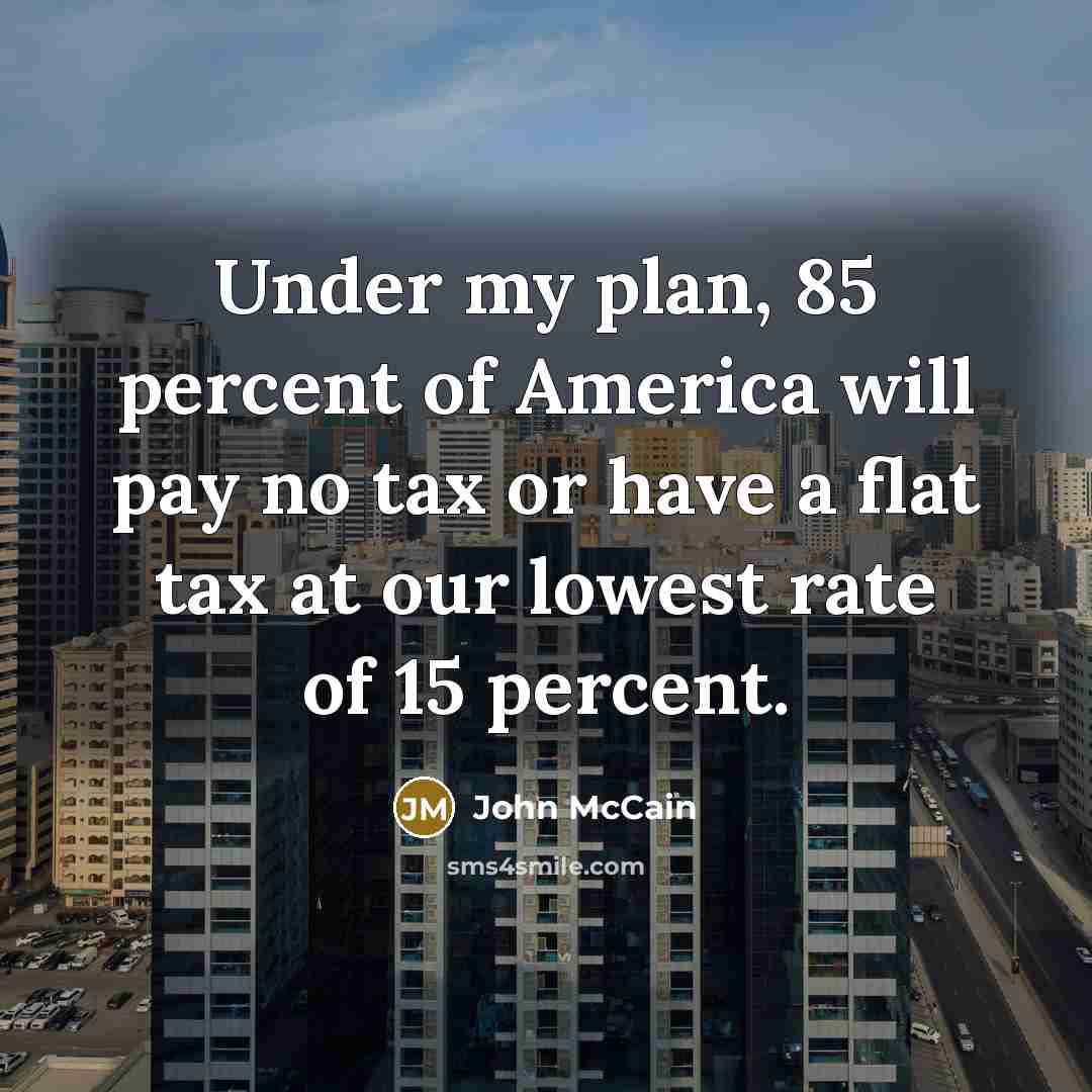 “Under my plan, 85 percent of America will pay no…” quote by John McCain