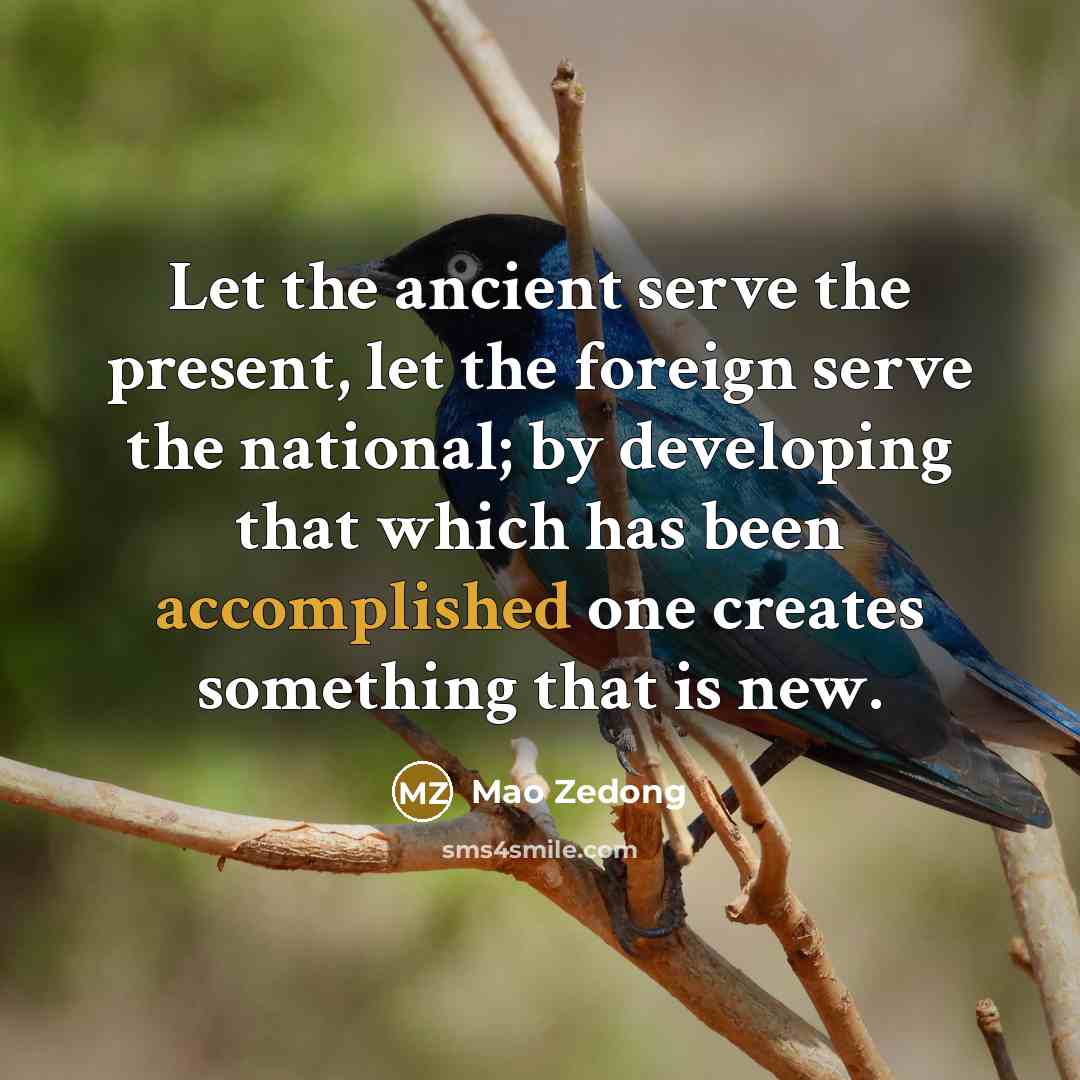 “Let the ancient serve the present, let the foreign serve…” quote by Mao Zedong