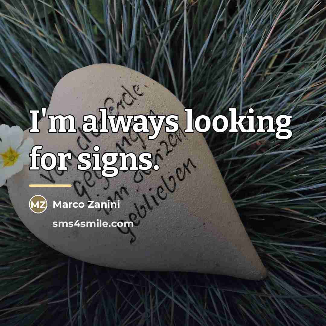 “I'm always looking for signs.…” quote by Marco Zanini