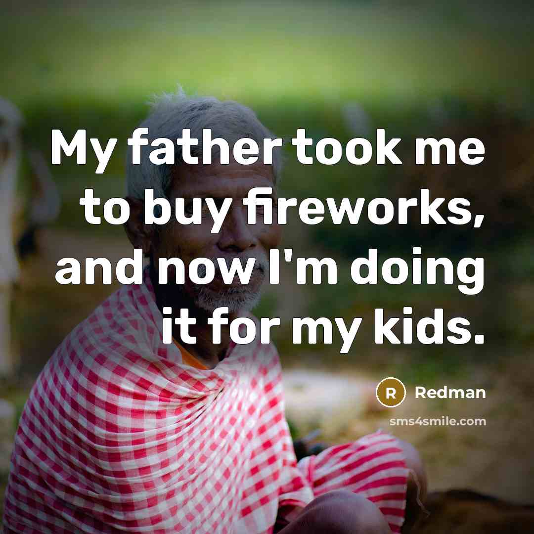 “My father took me to buy fireworks, and now I'm…” quote by Redman