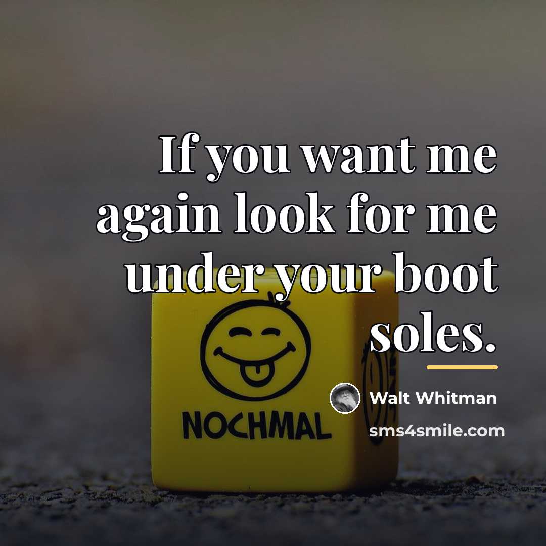 “If you want me again look for me under your…” quote by Walt Whitman