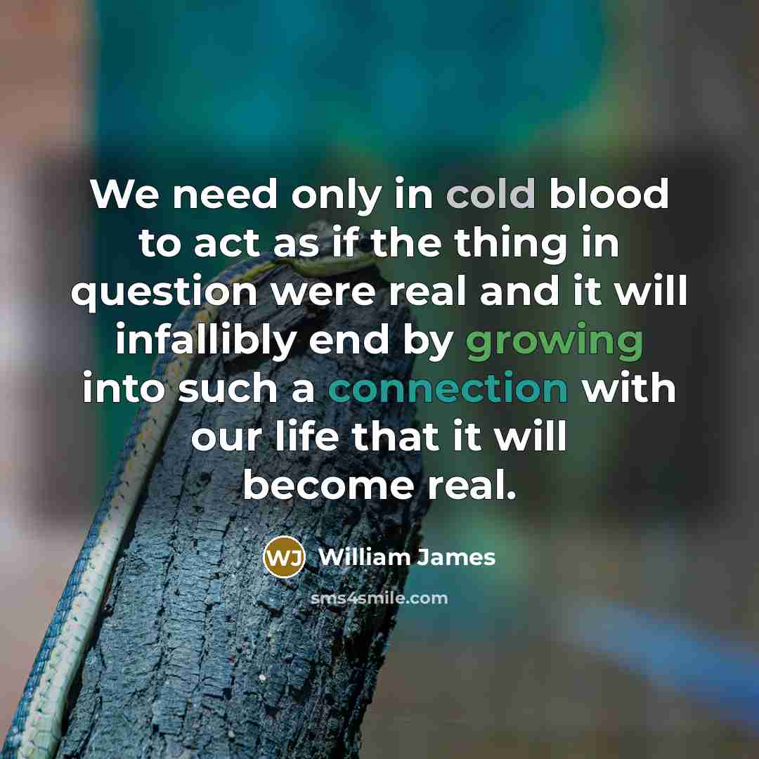 “We need only in cold blood to act as if…” quote by William James