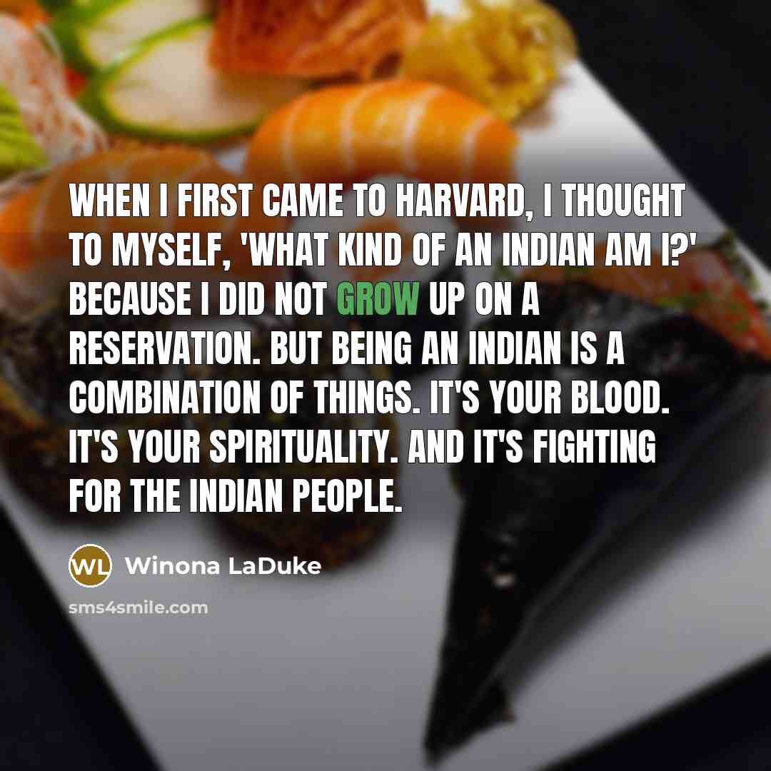 “When I first came to Harvard, I thought to myself,…” quote by Winona LaDuke
