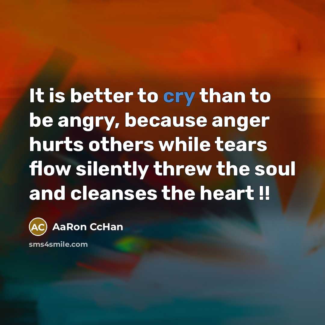 “It is better to cry than to be angry, because…” quote by AaRon CcHan