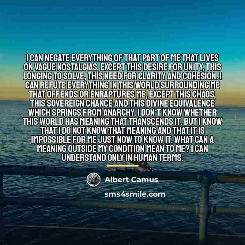 “I can negate everything of that part of me that…” quote by Albert Camus