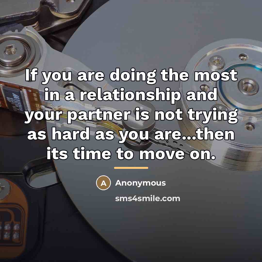“If you are doing the most in a relationship and…” quote by Anonymous
