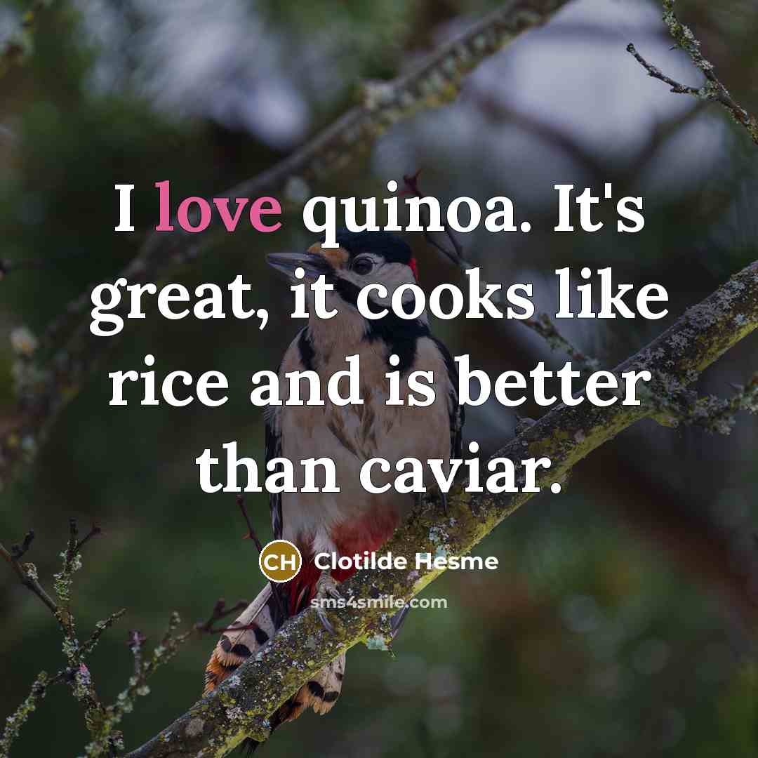 “I love quinoa. It's great, it cooks like rice and…” quote by Clotilde Hesme
