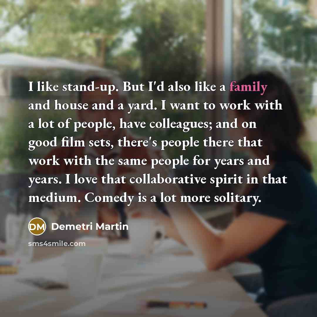 “I like stand-up. But I'd also like a family and…” quote by Demetri Martin