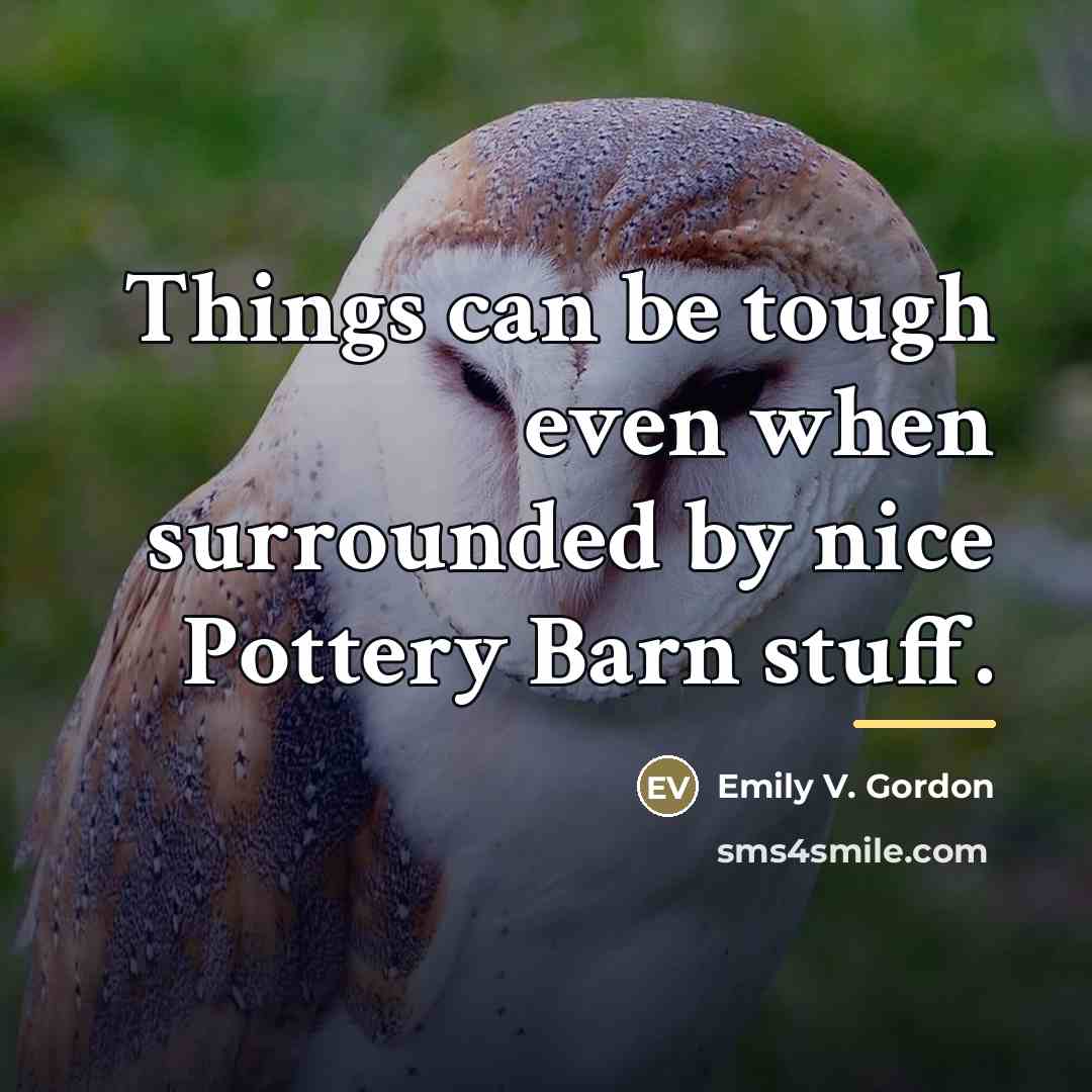 “Things can be tough even when surrounded by nice Pottery…” quote by Emily V. Gordon