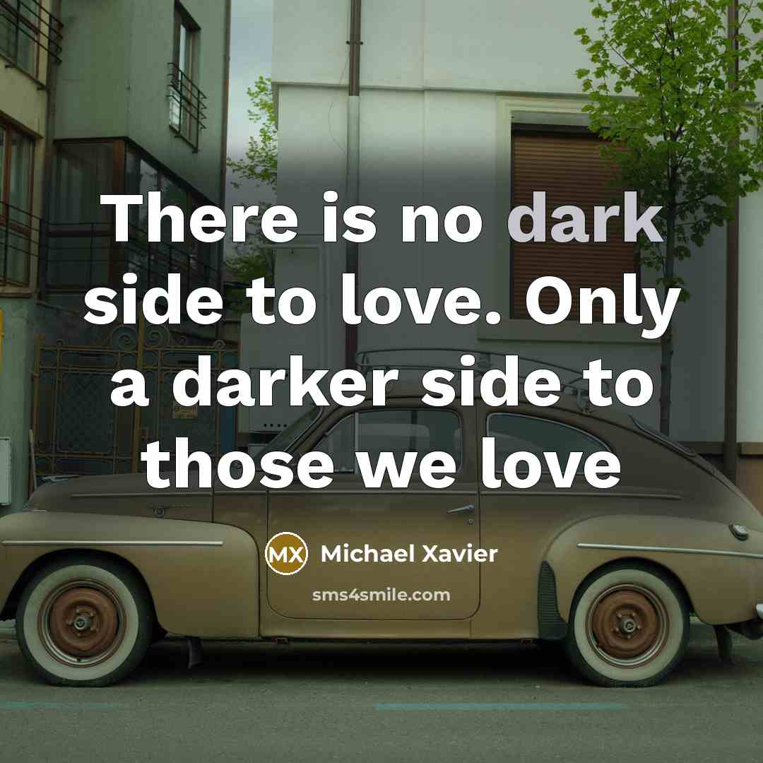 “There is no dark side to love. Only a darker…” quote by Michael Xavier