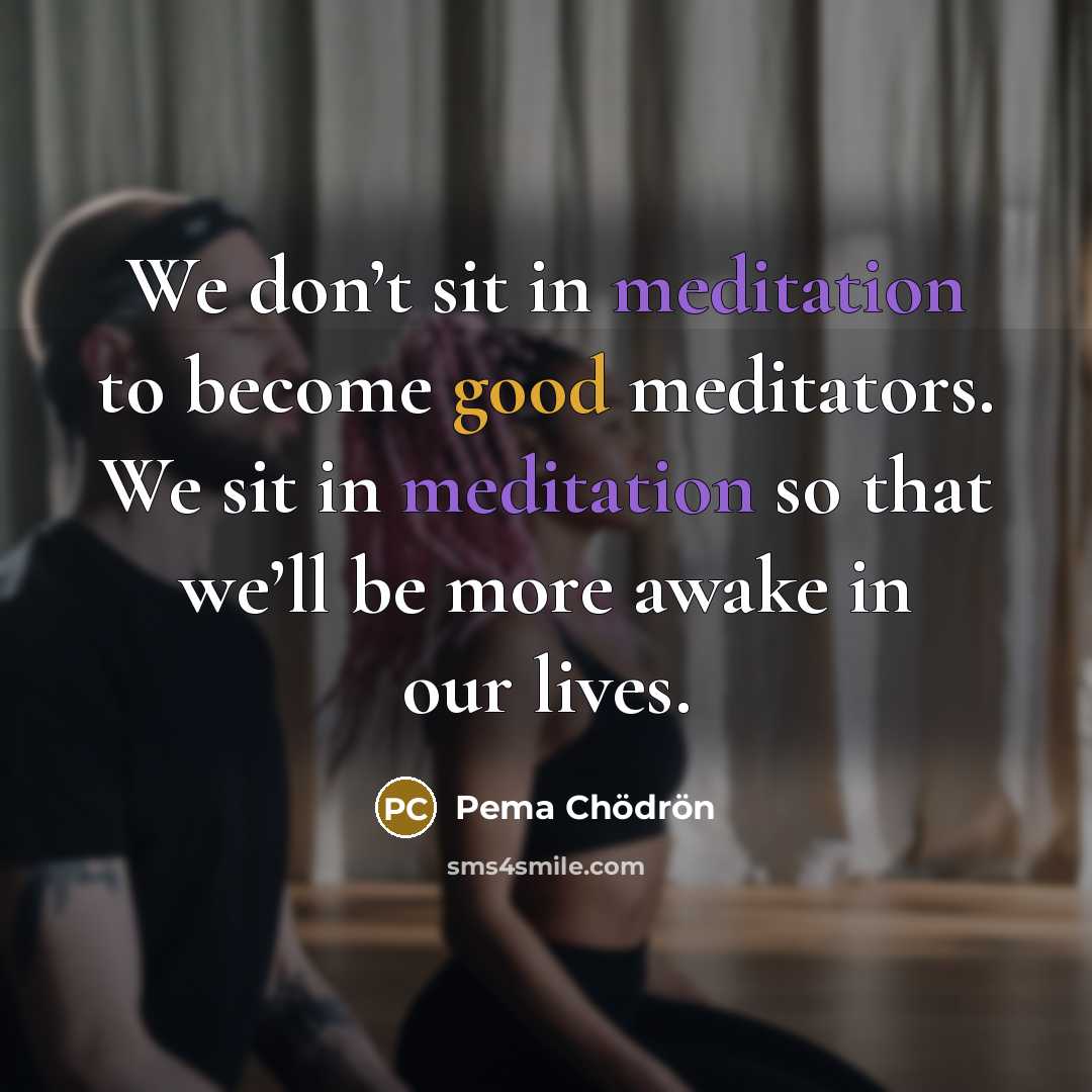 “We don’t sit in meditation to become good meditators. We…” quote by Pema Chodron