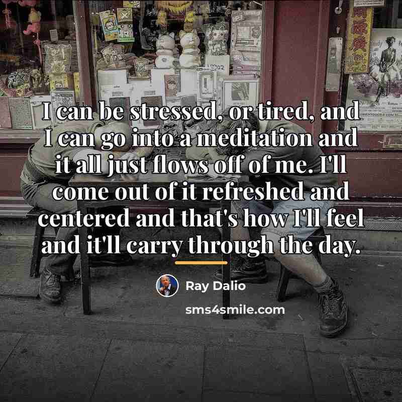 “I can be stressed, or tired, and I can go…” quote by Ray Dalio