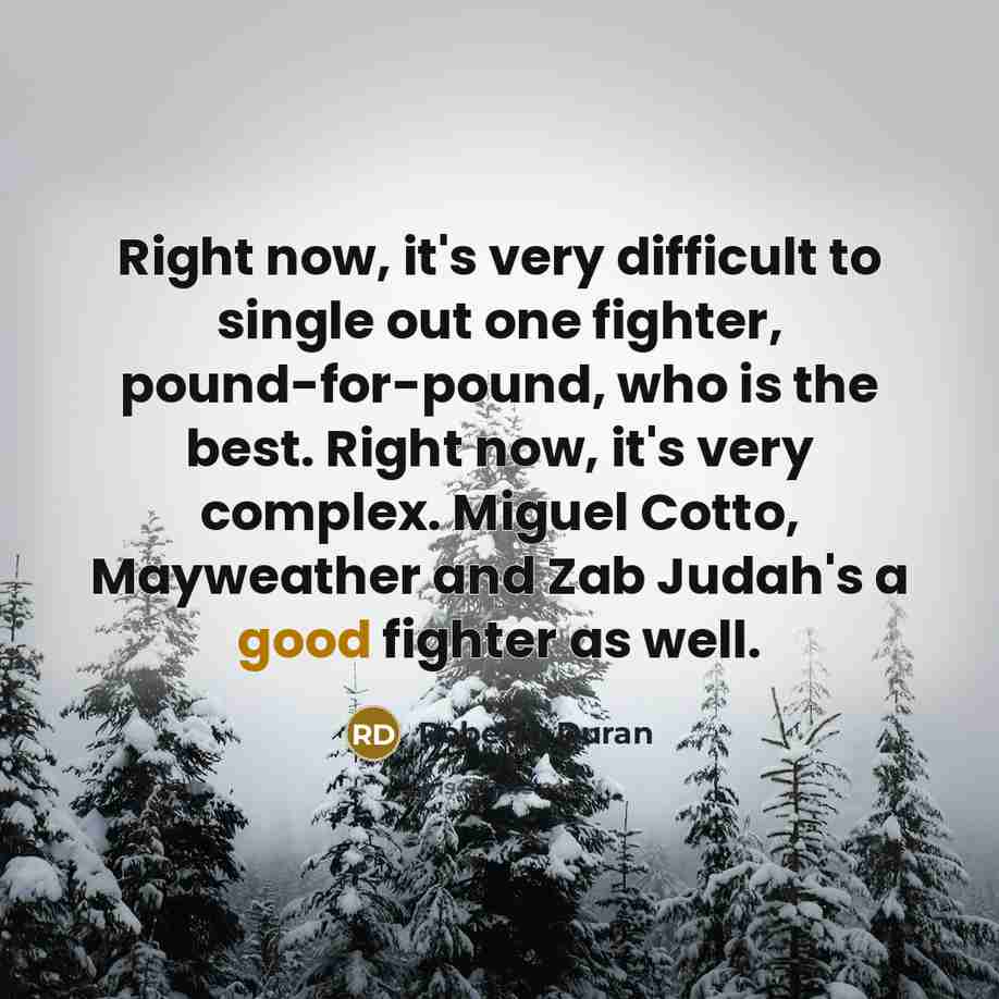 “Right now, it's very difficult to single out one fighter,…” quote by Roberto Duran