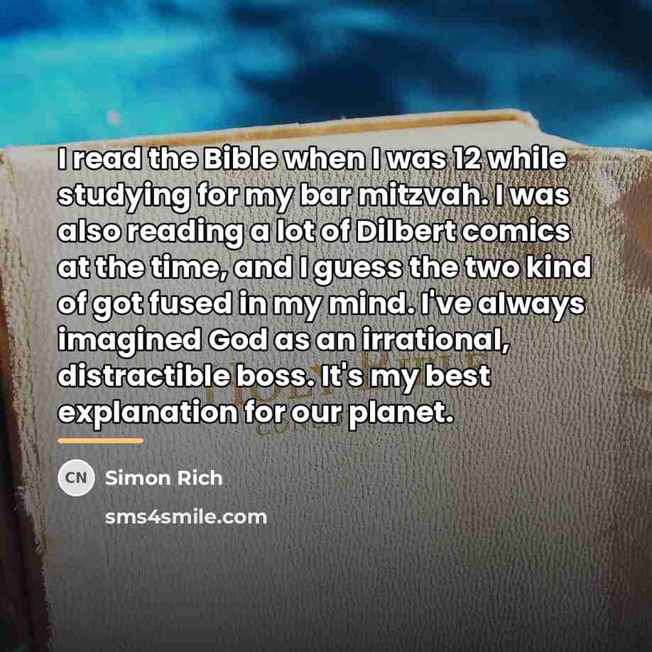 “I read the Bible when I was 12 while studying…” quote by Simon Rich