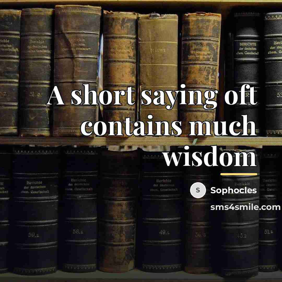 “A short saying oft contains much wisdom…” quote by Sophocles