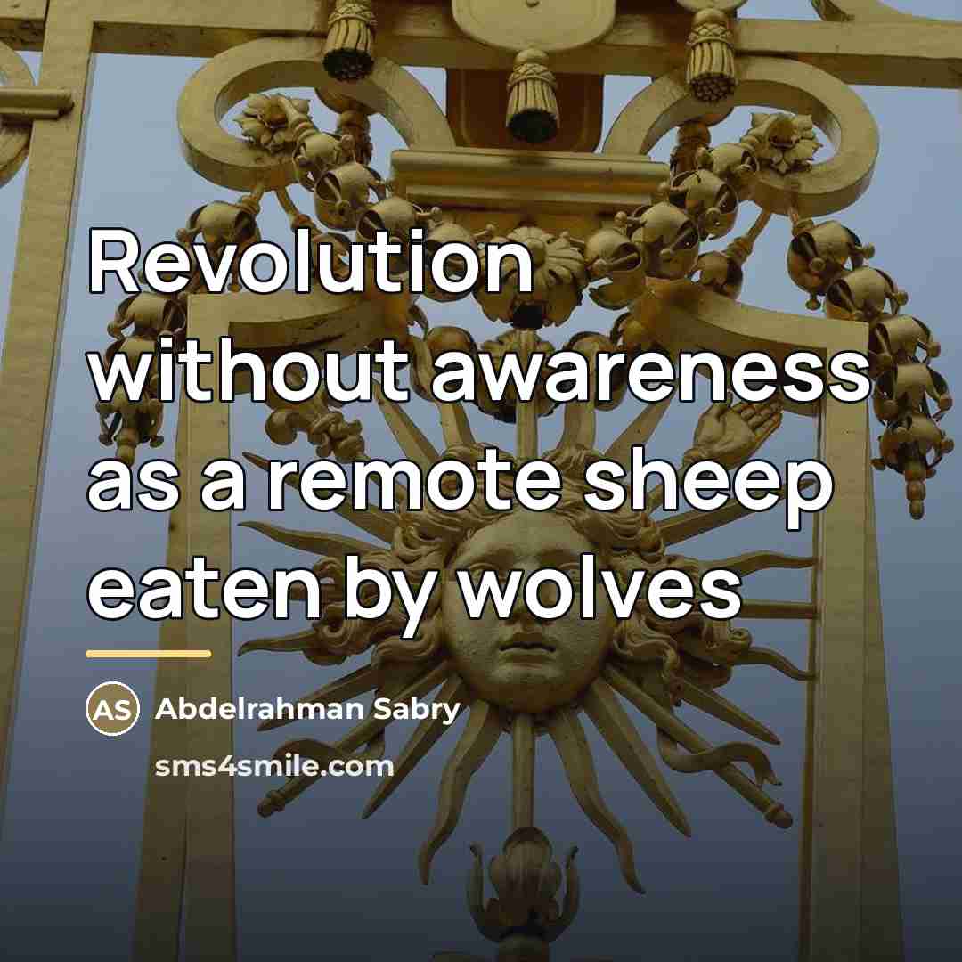 “Revolution without awareness as a remote sheep eaten by wolves…” quote by Abdelrahman Sabry