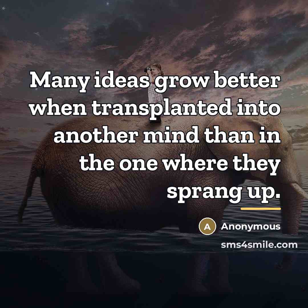 “Many ideas grow better when transplanted into another mind than…” quote by Anonymous