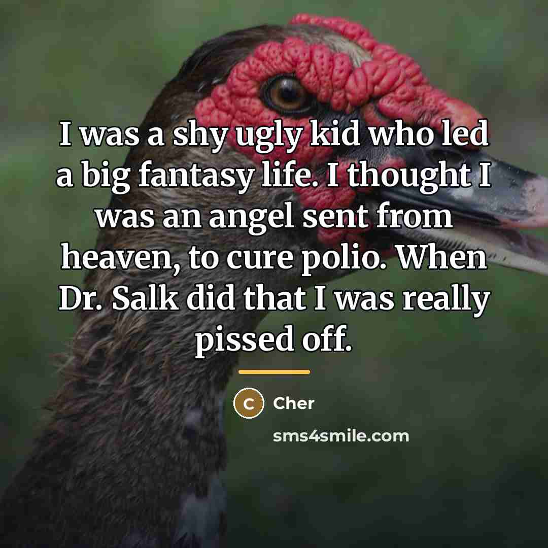 “I was a shy ugly kid who led a big…” quote by Cher