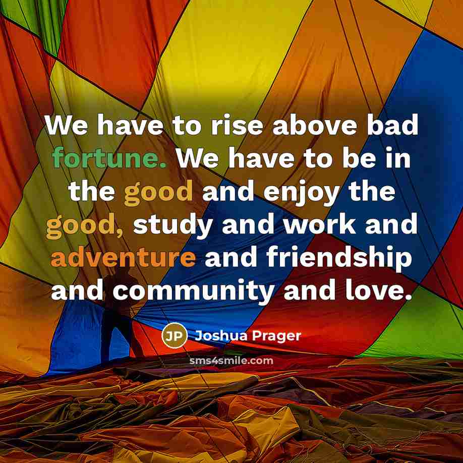 “We have to rise above bad fortune. We have to…” quote by Joshua Prager