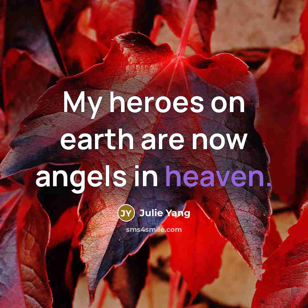 “My heroes on earth are now angels in heaven.…” quote by Julie Yang