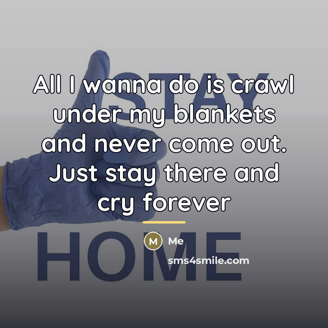 “All I wanna do is crawl under my blankets and…” quote by Me