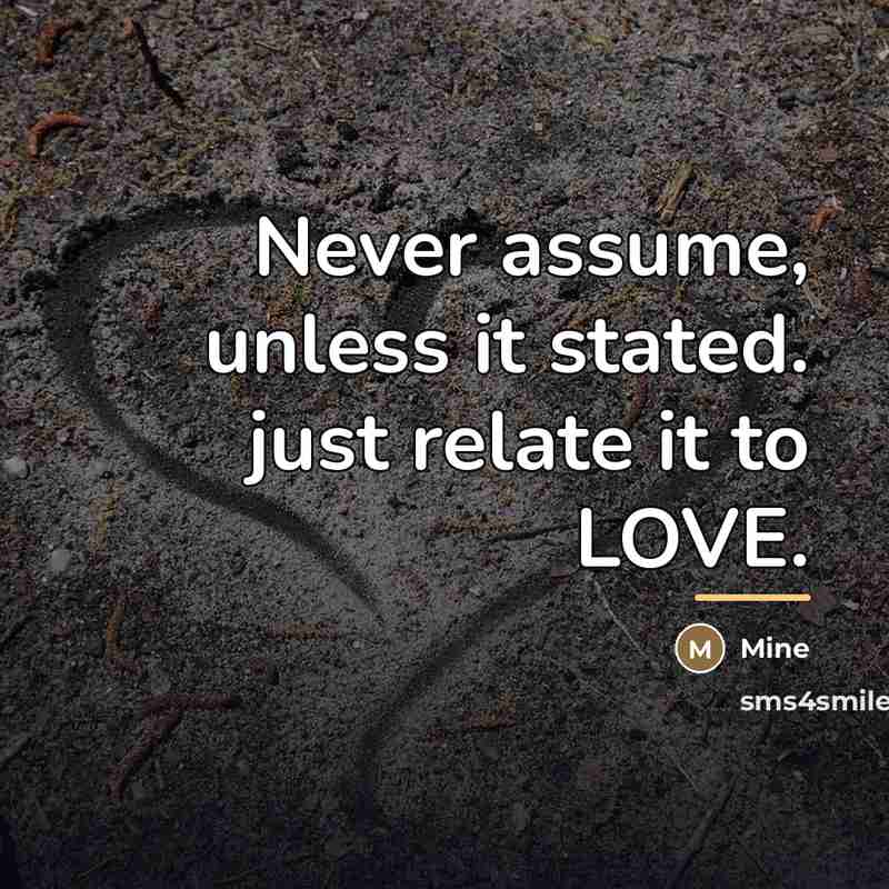 “Never assume, unless it stated. just relate it to LOVE.…” quote by Mine