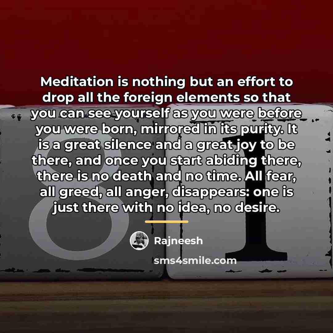 “Meditation is nothing but an effort to drop all the…” quote by Rajneesh