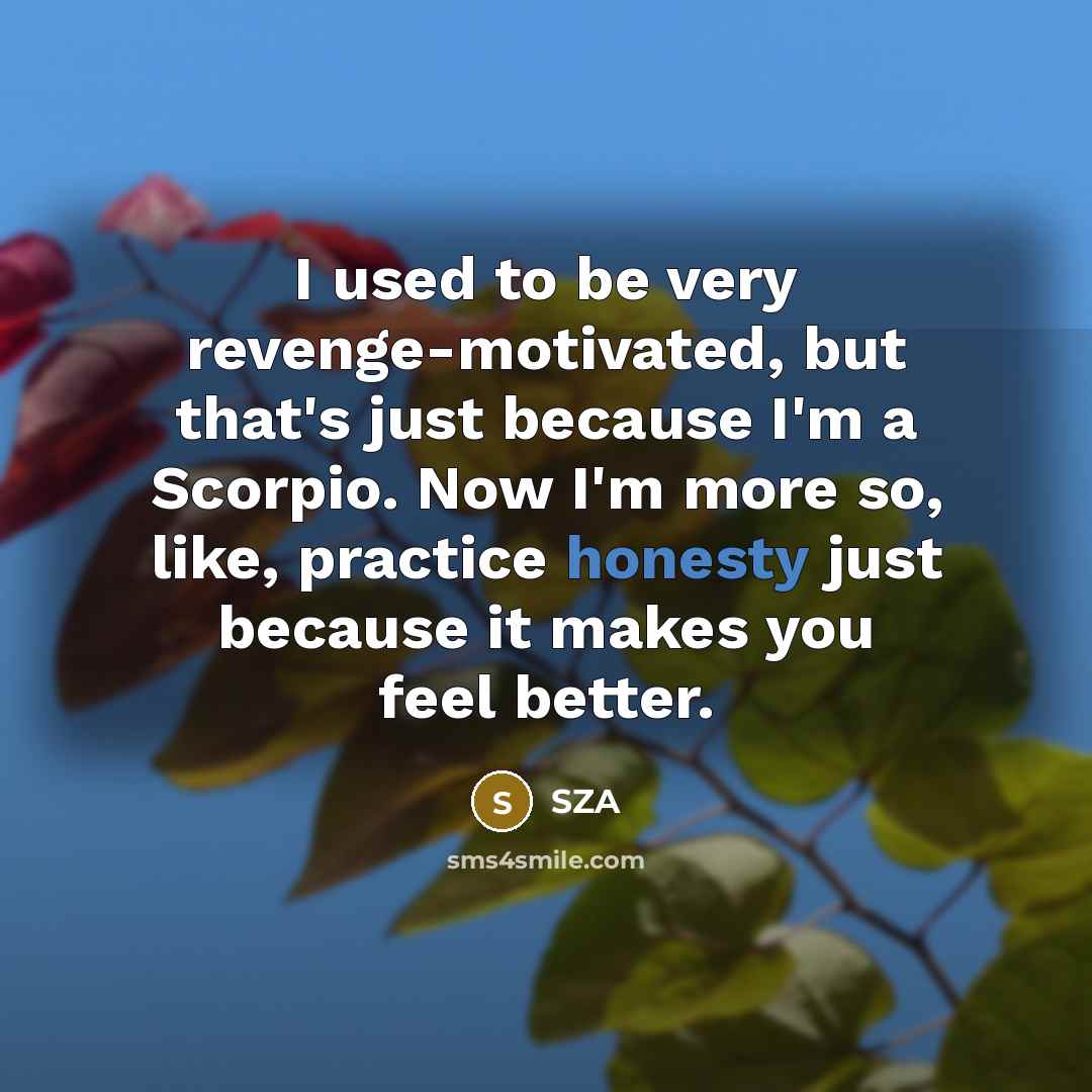 “I used to be very revenge-motivated, but that's just because…” quote by SZA