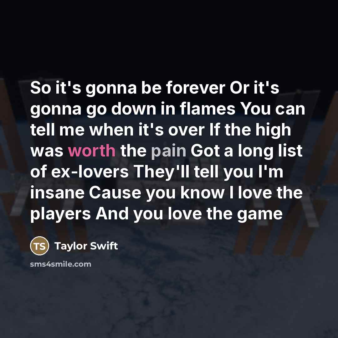 “So it's gonna be forever Or it's gonna go down…” quote by Taylor Swift