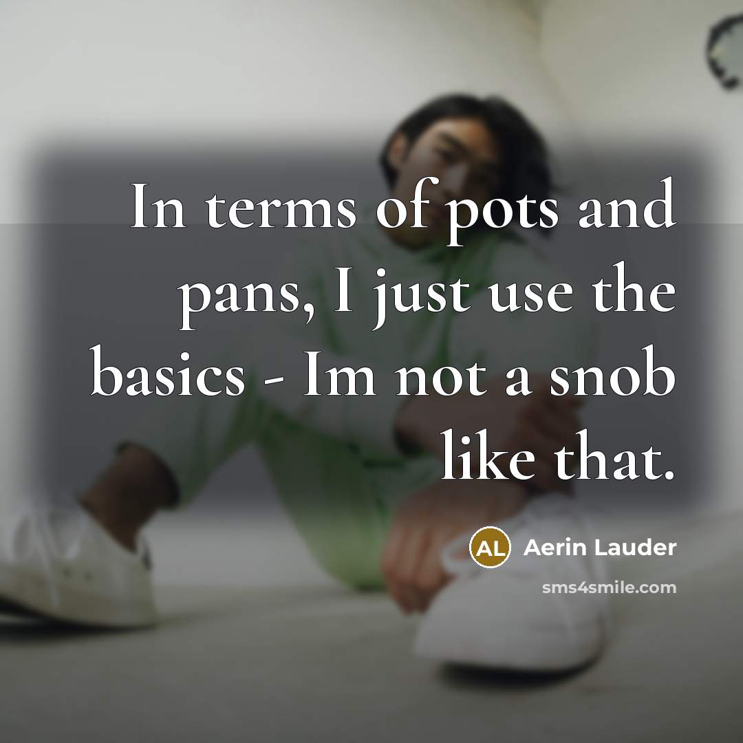 “In terms of pots and pans, I just use the…” quote by Aerin Lauder