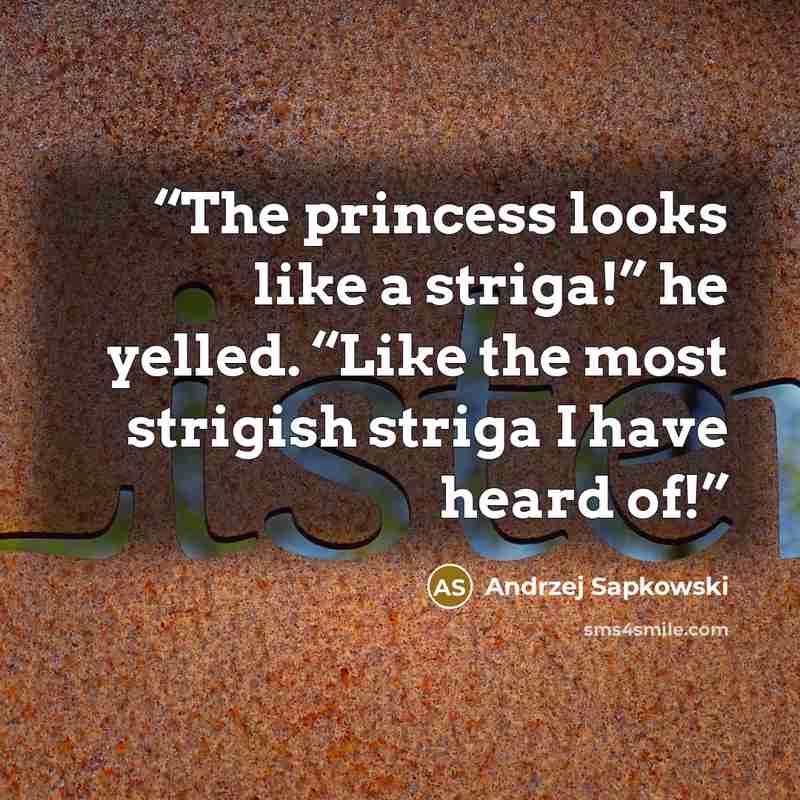 “The princess looks like a striga!” he yelled. “Like the most strigish striga I have heard of!” quote by Andrzej Sapkowski