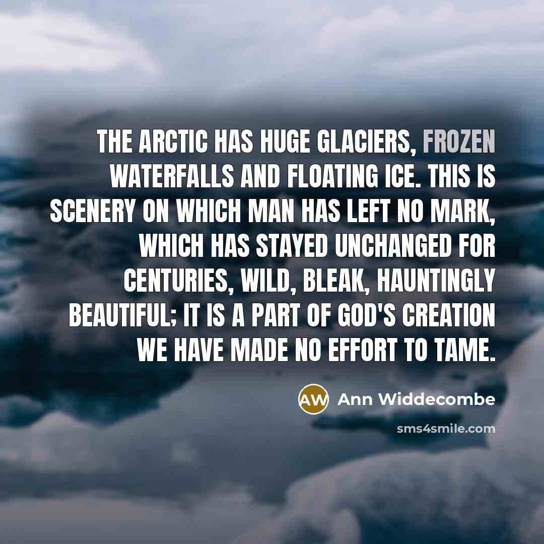 “The Arctic has huge glaciers, frozen waterfalls and floating ice.…” quote by Ann Widdecombe