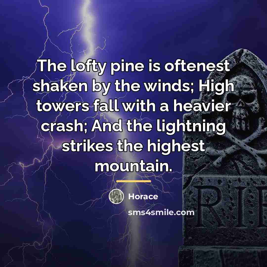 “The lofty pine is oftenest shaken by the winds; High…” quote by Horace