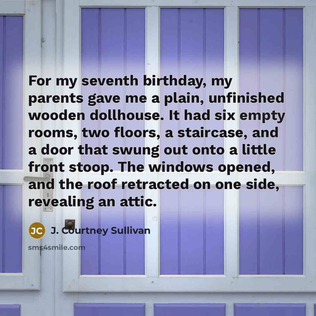 “For my seventh birthday, my parents gave me a plain,…” quote by J. Courtney Sullivan