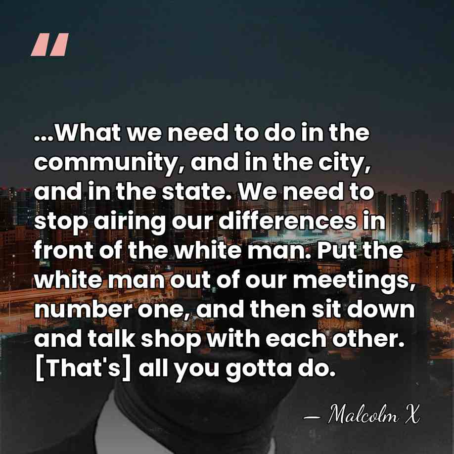 ...What we need to do in the community, and in the city,&hellip; - Malcolm X