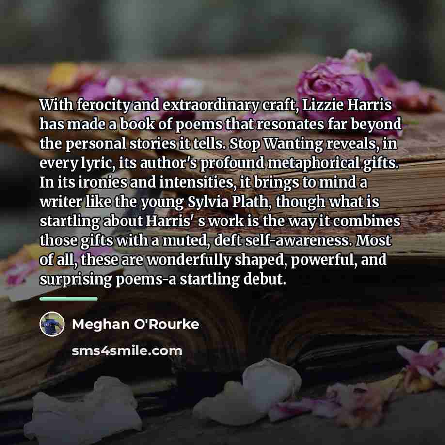 “With ferocity and extraordinary craft, Lizzie Harris has made a…” quote by Meghan O'Rourke