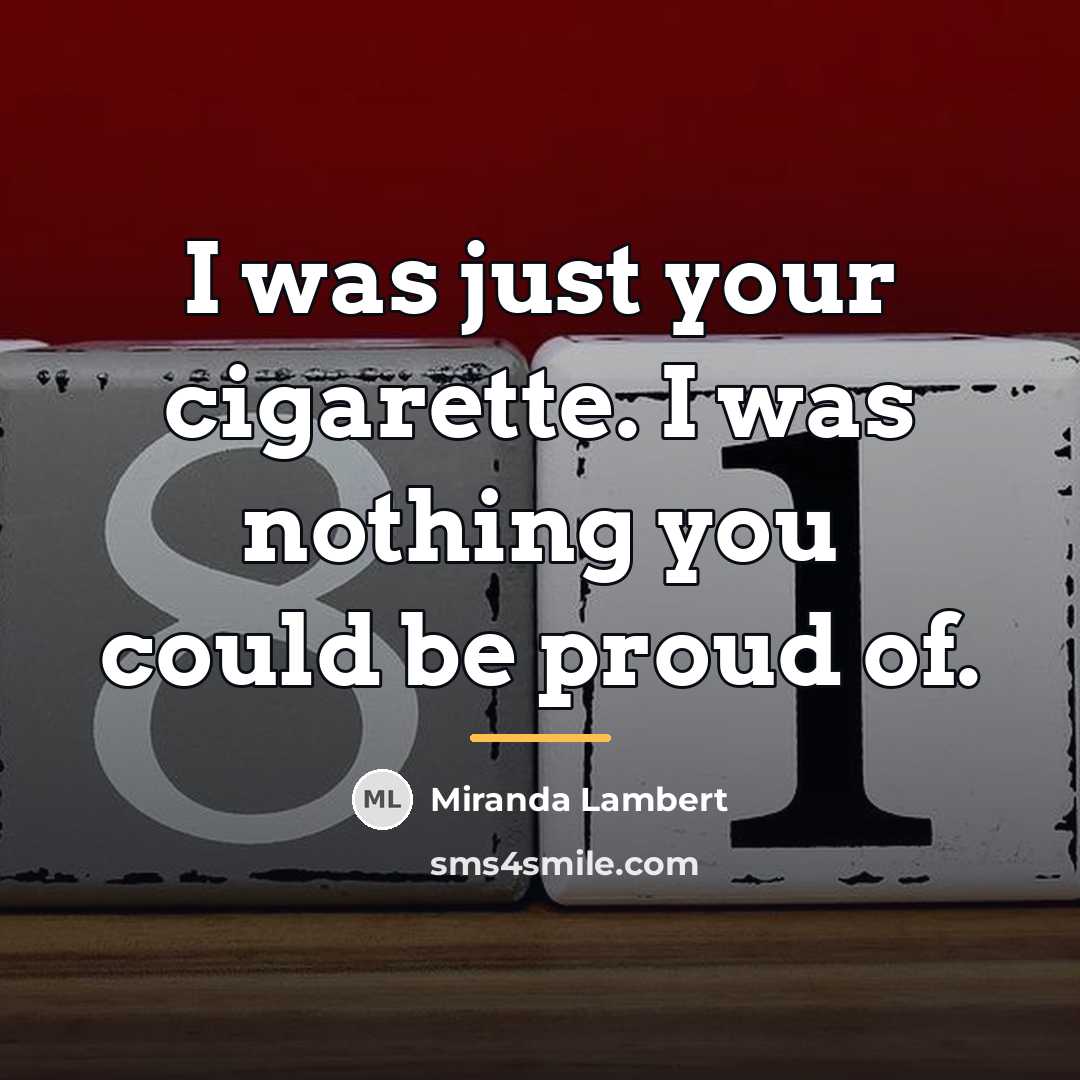 “I was just your cigarette. I was nothing you could…” quote by Miranda Lambert